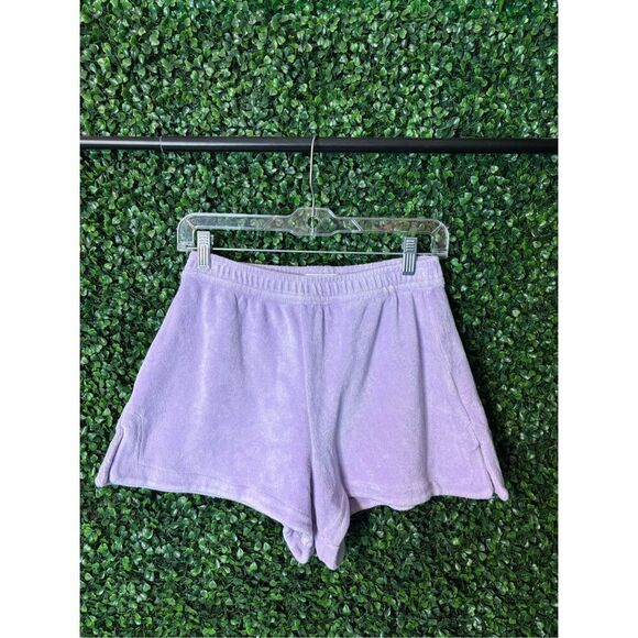 Frankie’s Bikinis Purple Terry Cloth Shorts Sz Medium